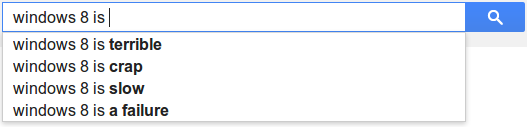 Windows 8 according to Google suggestions